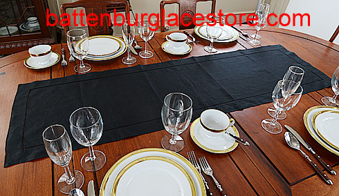 Table runner.Solid color. Black.16x54